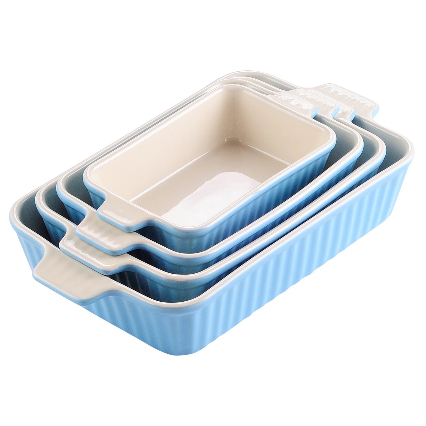 Ceramic Baking Dish Set 4 Piece Oven Safe with Handles MALACASA
