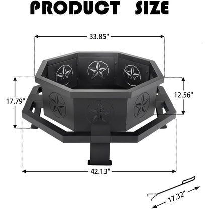 43 Inch Octagonal Wood Burning Fire Pit,