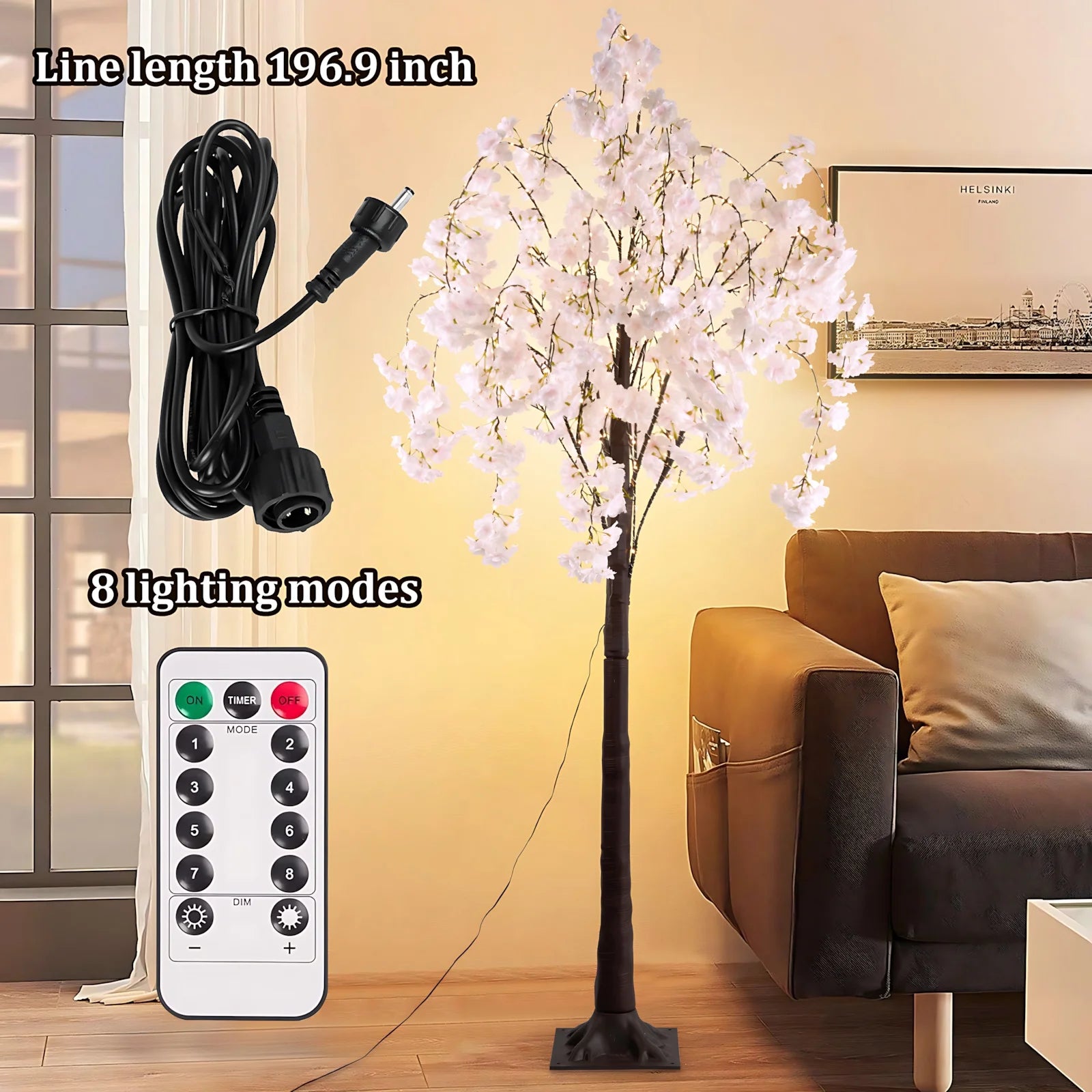 Cherry Blossom Tree Light 6ft 450 LED Warm Light Indoor Decor Tree