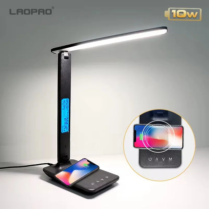 Wireless Charging LED Desk Lamp with a USB Charging Port, Dimmable, Sliding Function, Auto Timer, and Night Light
