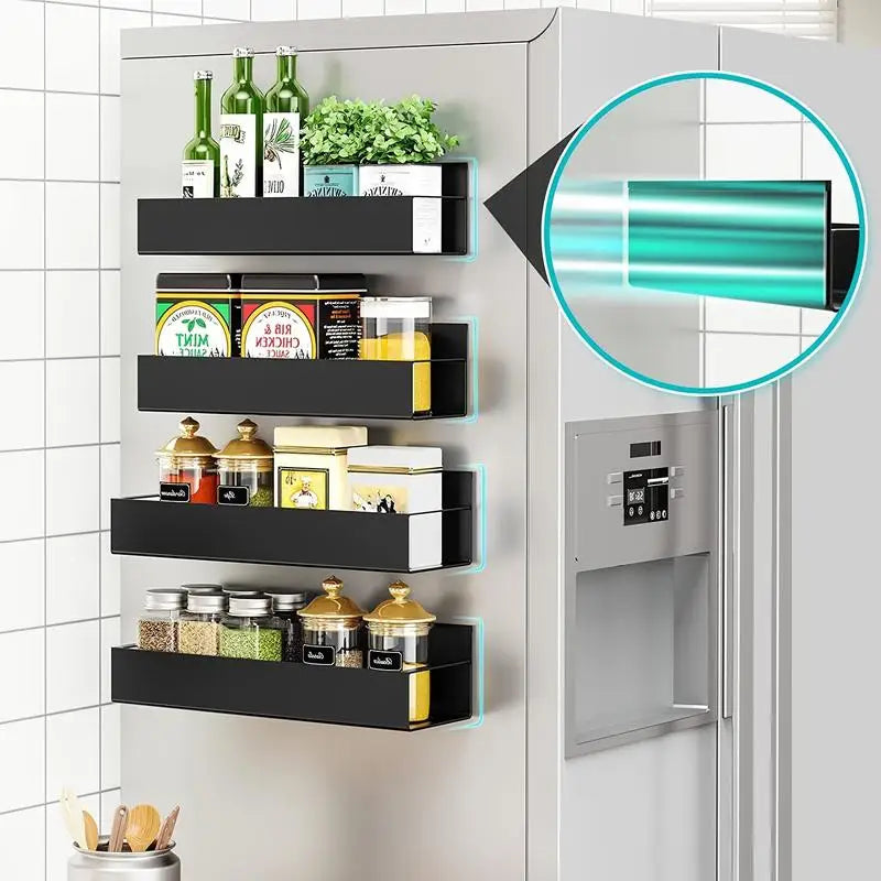Magnetic Spice Rack For Refrigerator 4 Pack Kitchen Storage Shelf