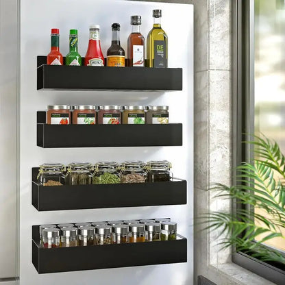 Magnetic Spice Rack For Refrigerator 4 Pack Kitchen Storage Shelf