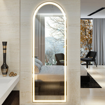 LED Full Length Mirror with 3 Color Lighting Aluminum Frame