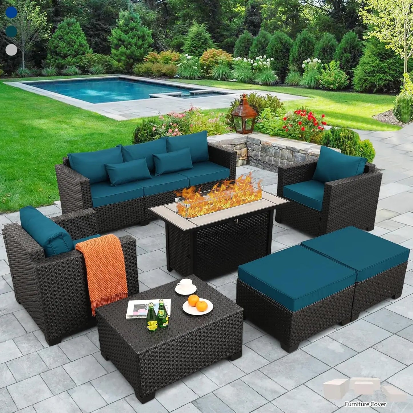 Outdoor Patio Set with Propane Fire Pit Table