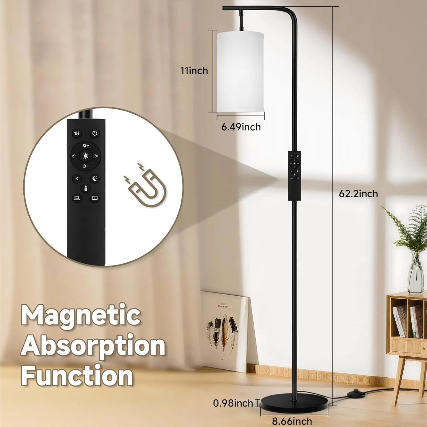 Remote Control Floor Lamp Adjustable Color Brightness 9W LED