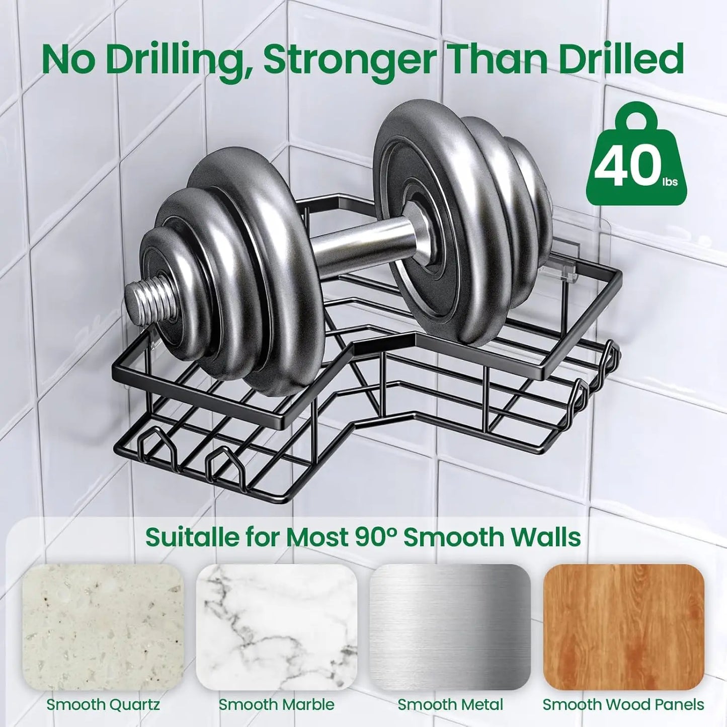Stainless Steel Shower Caddy 2 Pack No Drill Corner Bathroom Organizer