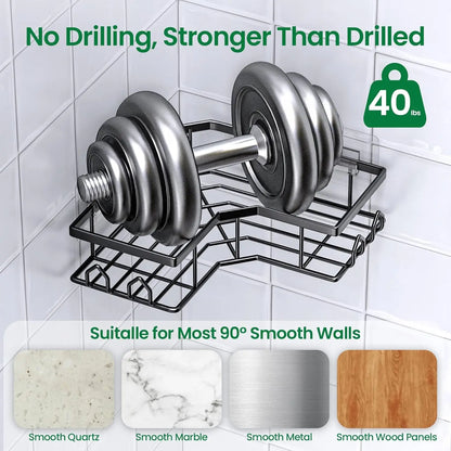 Stainless Steel Shower Caddy 2 Pack No Drill Corner Bathroom Organizer