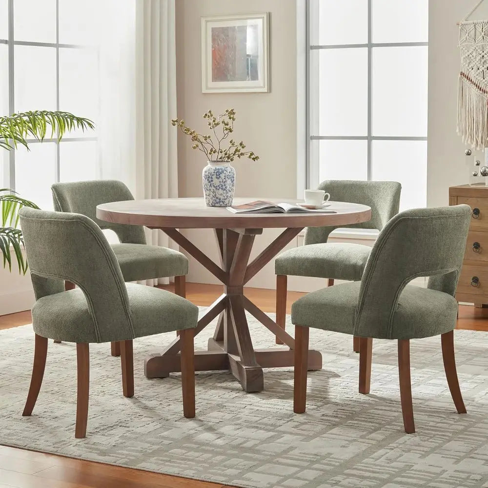 Wooden Dining Chairs, Set of 4, Modern, Fabric Upholstered