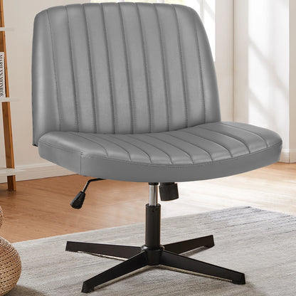 Cross-Legged Desk Chair Armless Adjustable Wide Seat