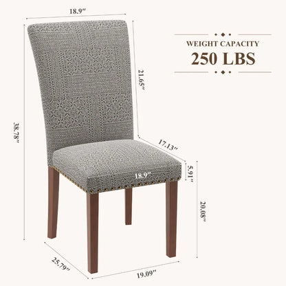 Stylish Dining Chairs Set of 2, Upholstered with Nail Head Trim, and Thick Cushions