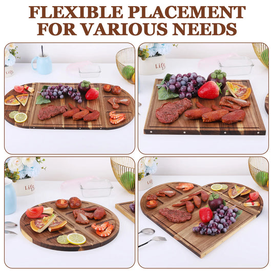 Acacia Wood Serving Tray Charcuterie Board Multi Function Grooves
