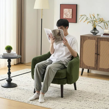 30.3 " Modern Barrel Accent Armchairs, Set of 2, with Track Armrest, Solid Wooden Legs, Comfortable, Upholstered Chairs