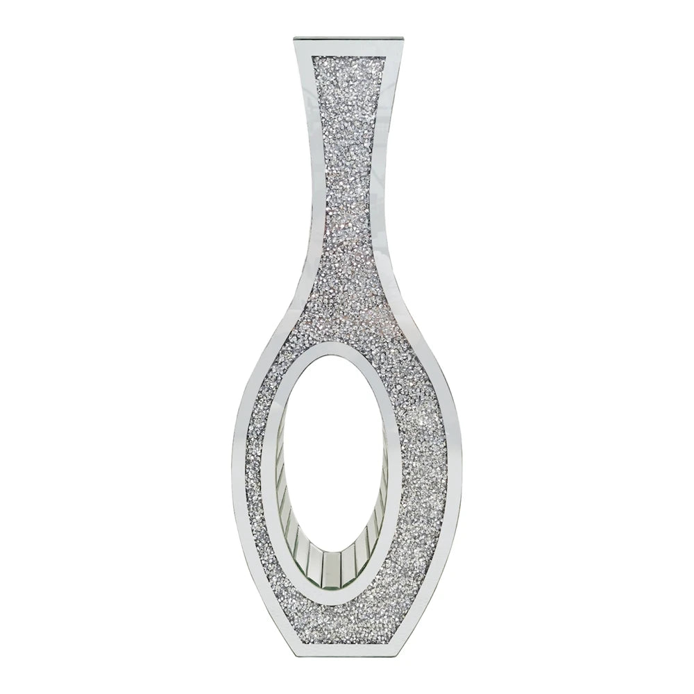 Mirrored Floor Vase Tall Silver Crush Diamond Decorative Vase