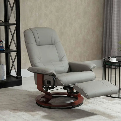 Faux Leather Recliner Chair Manual Swivel Lounge Chair With Footrest
