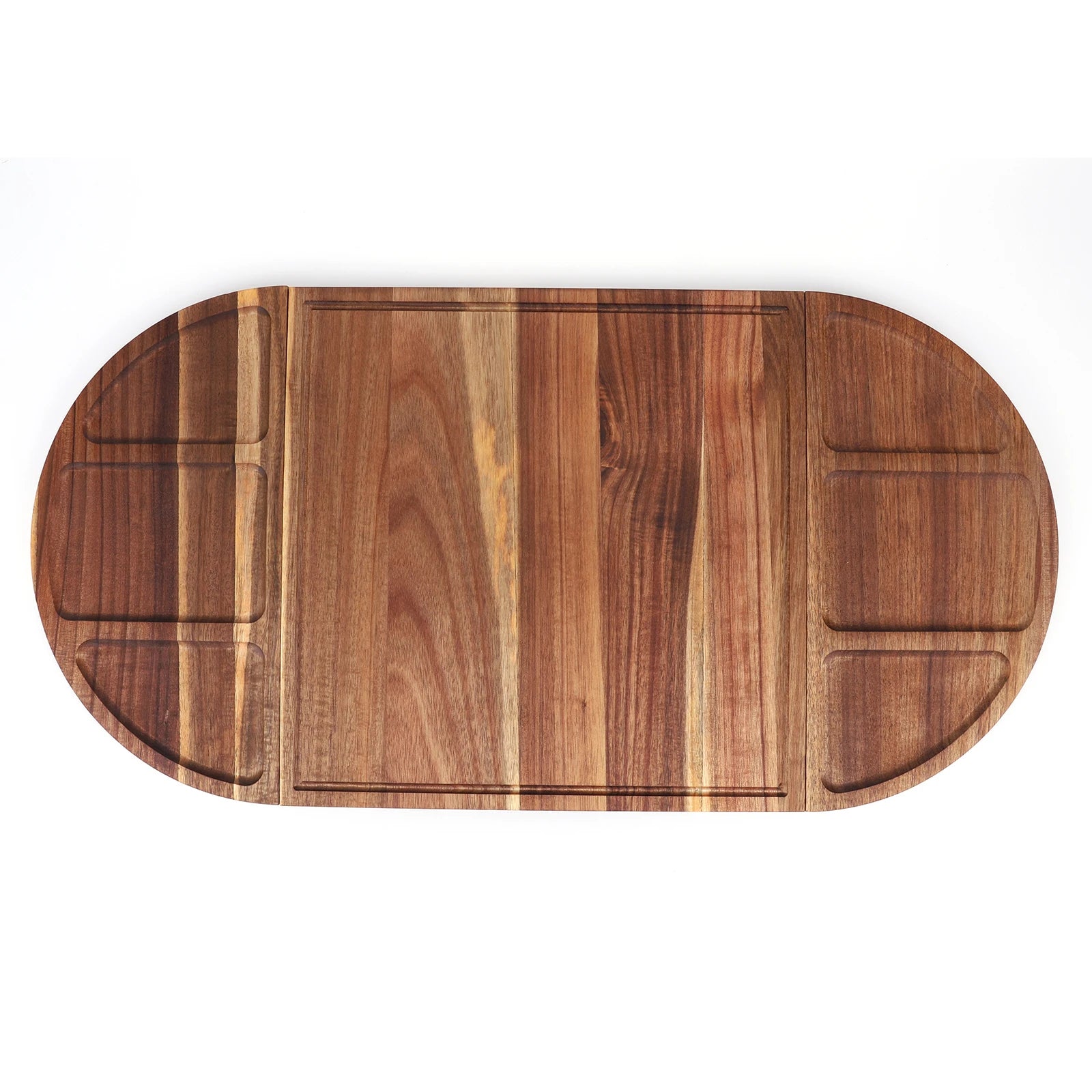 Acacia Wood Serving Tray Charcuterie Board Multi Function Grooves