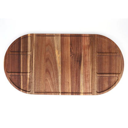 Acacia Wood Serving Tray Charcuterie Board Multi Function Grooves