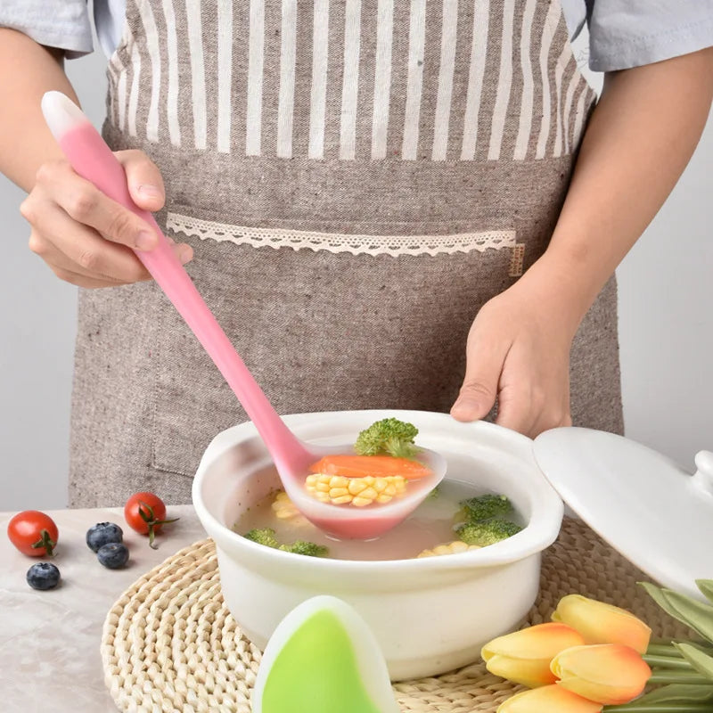 Silicone Soup Ladle 29cm Long Handle Heat Resistant Round Scoop
