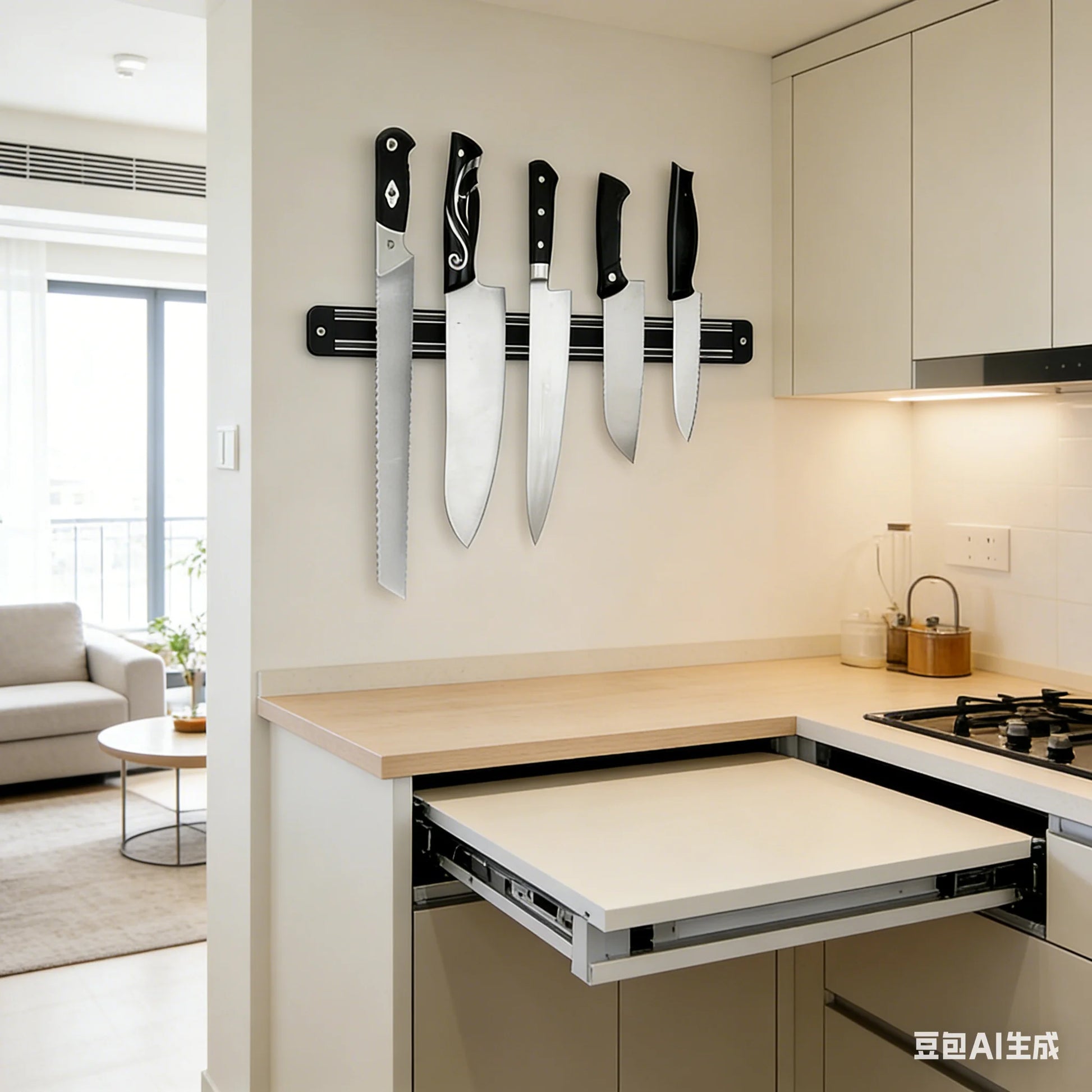 Magnetic Knife Holder Wall Mount Kitchen Scissor Storage Organizer