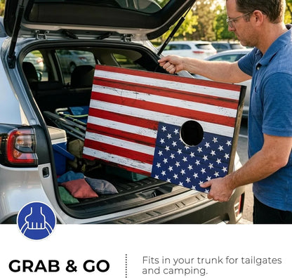 Portable Cornhole Board Set - Premium MDF Wood, 8 Bean Bags