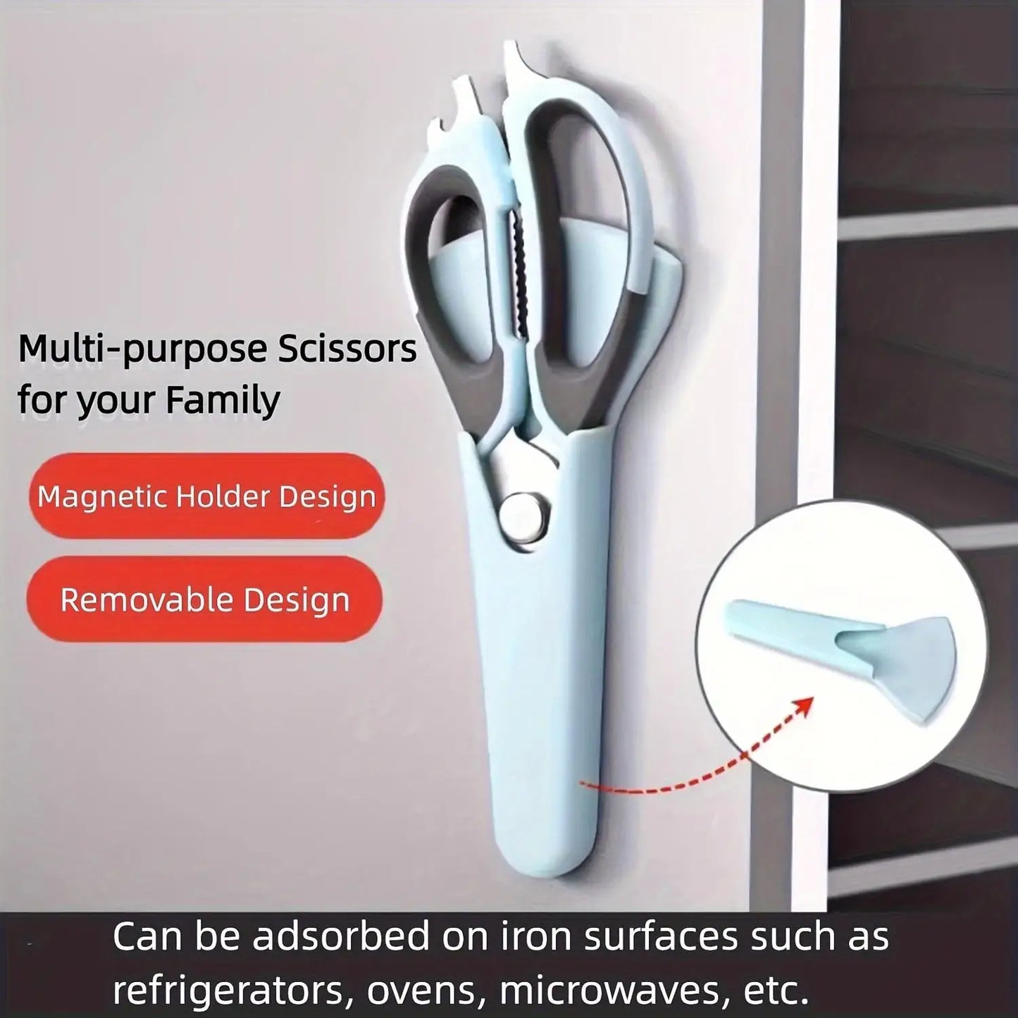 Multifunctional Kitchen Scissors 7 in 1 With Magnetic Holder