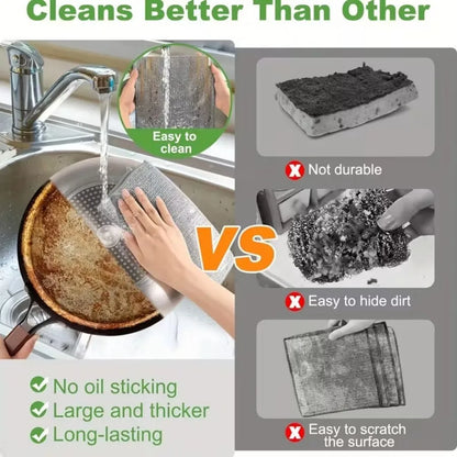 Comparison of stainless steel scrubber pads showing effectiveness and durability against other cleaning pads.