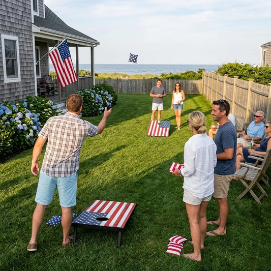 Portable Cornhole Board Set - Premium MDF Wood, 8 Bean Bags