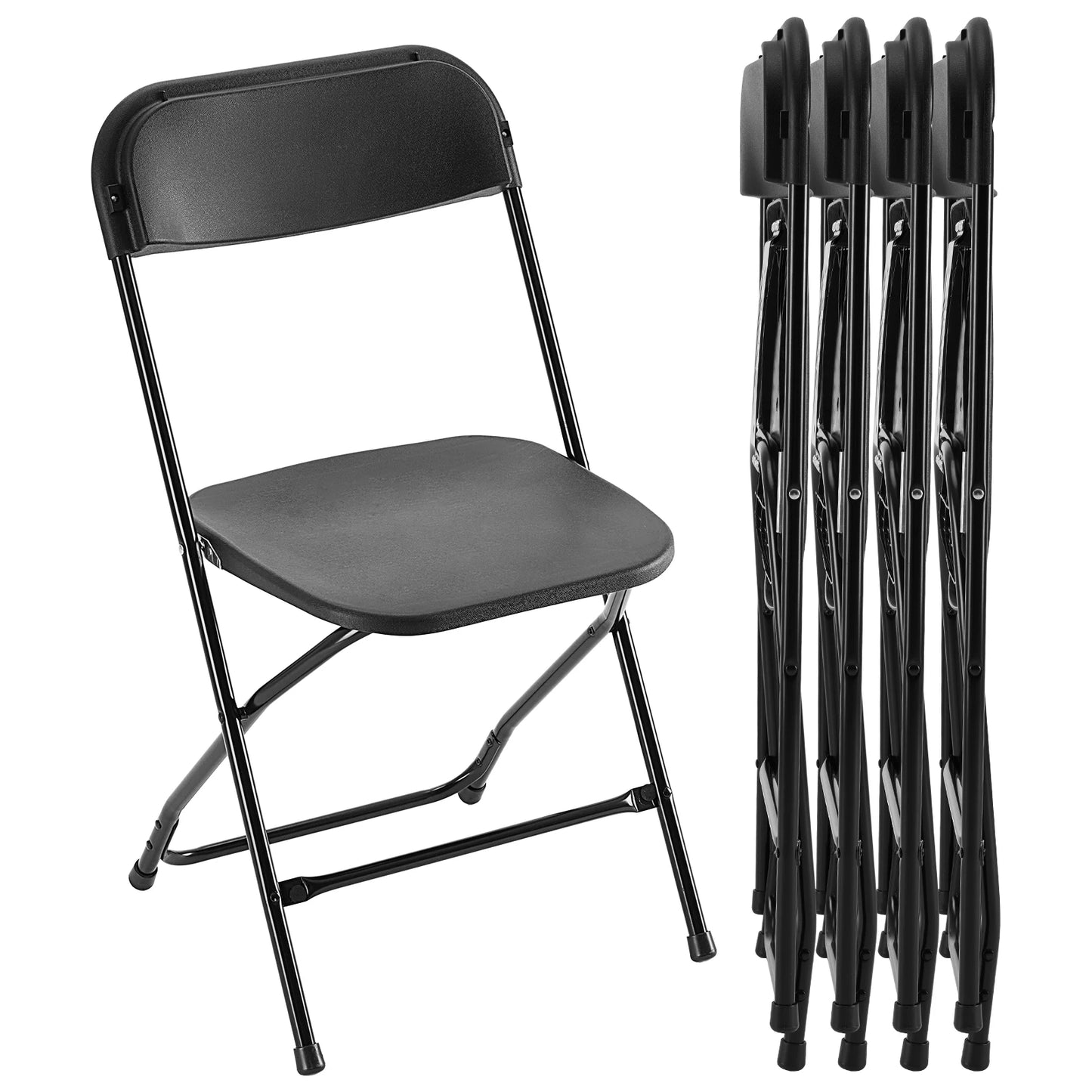 Folding Chair Plastic Seat Metal Frame 330LB Lightweight Portable