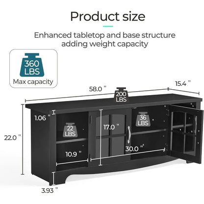 4-Piece Living Room Set with TV Stand for  up to 65" TV, Coffee Table, and 2 End Tables with Charging Stations