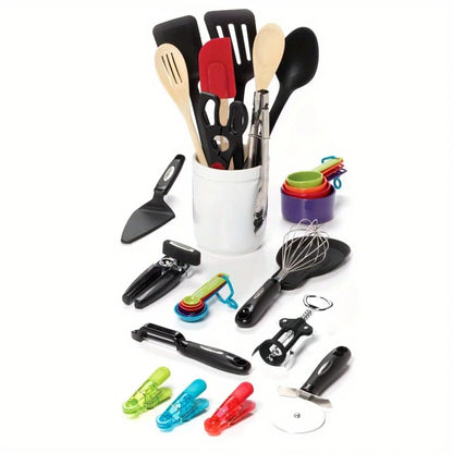 28-piece kitchen utensils and gadgets set in assorted colors