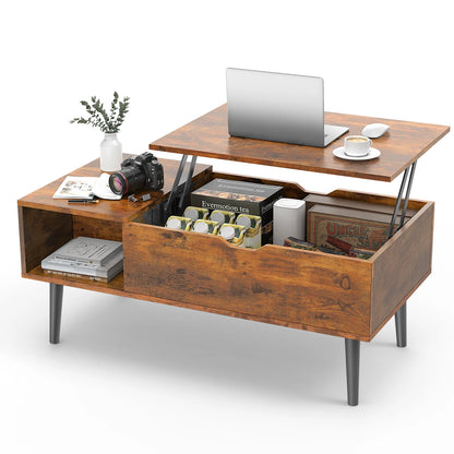 Lift Top Coffee Table with Hidden Storage and Easy Lift Design