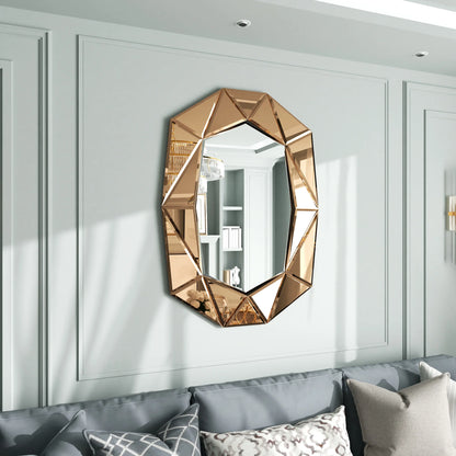 Accent Decor, Stylish Irregular Silver Glass Wall Mirror with Beveled Diamond Edge
