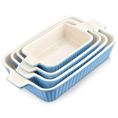 Ceramic Baking Dish Set 4 Piece Oven Safe with Handles MALACASA