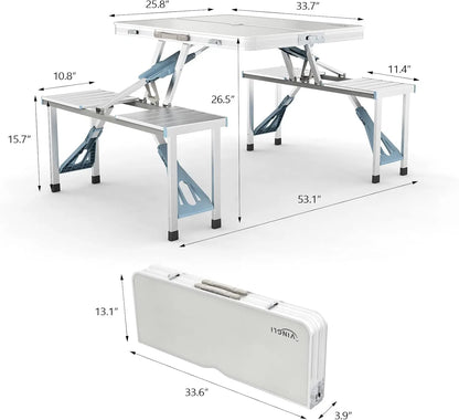 4Ft Folding Picnic Table, Weight capacity 265 Lbs,, Lightweight, Fold Up, Carrying Case