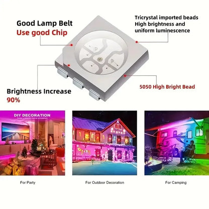 RGB LED Strip Lights 15M 20M 30M Bluetooth Controller Color Changing