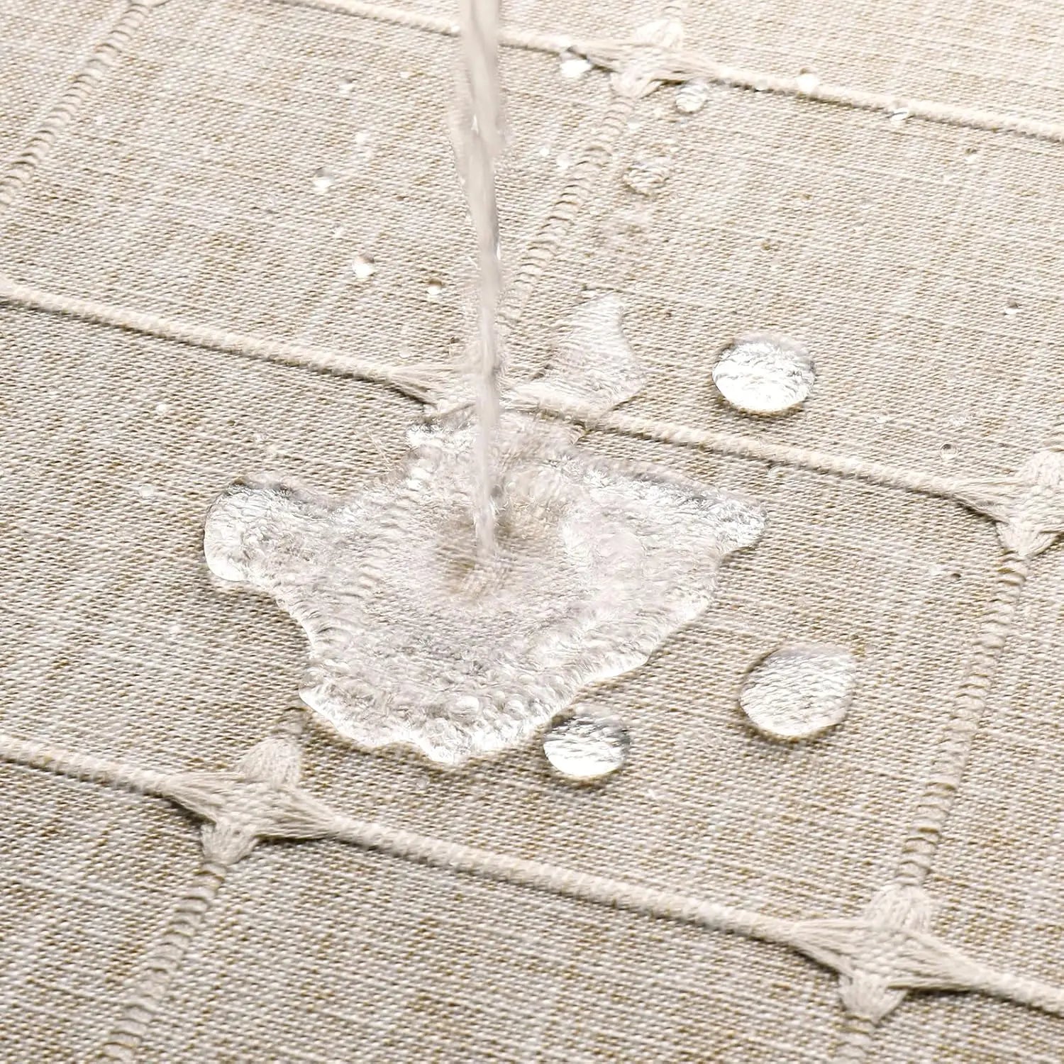 Boho Shower Curtain Tan Double Swag 72x72 Polyester Linen