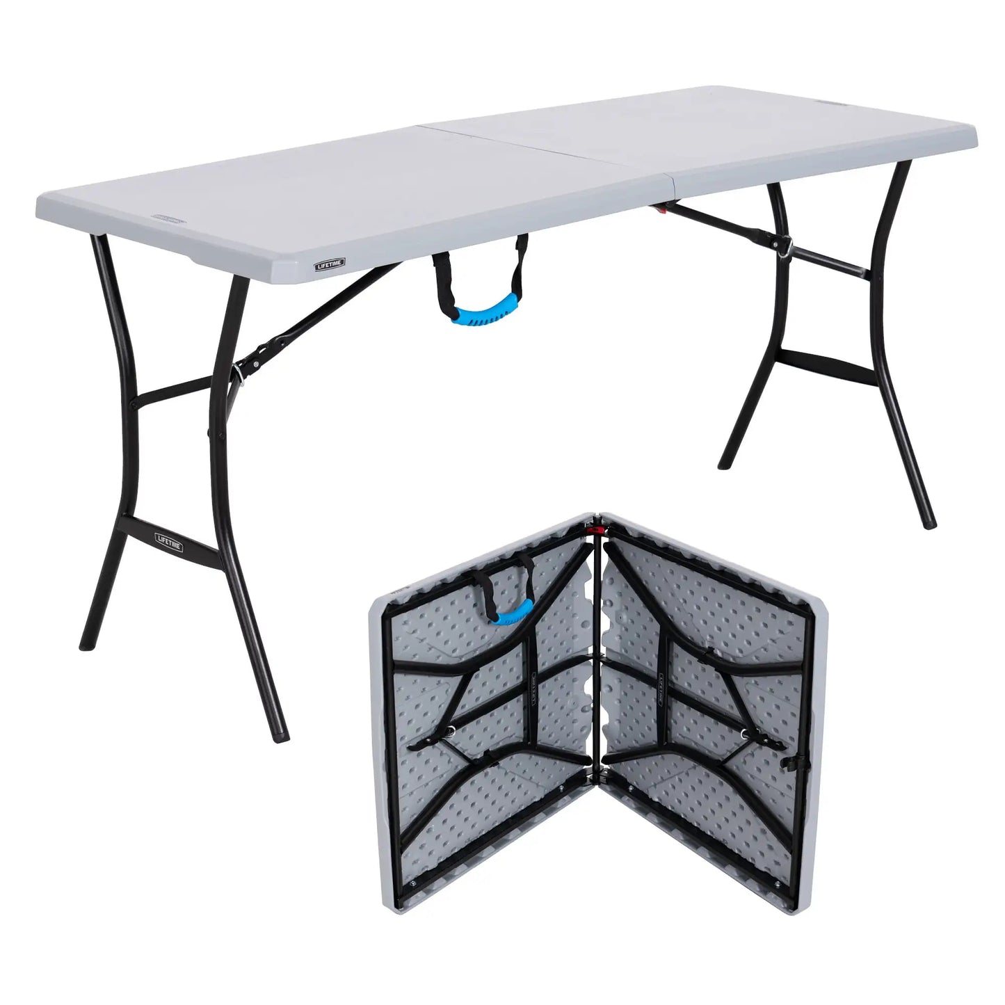 5 Foot Rectangle Fold in Half Table Indoor Outdoor Folding Table