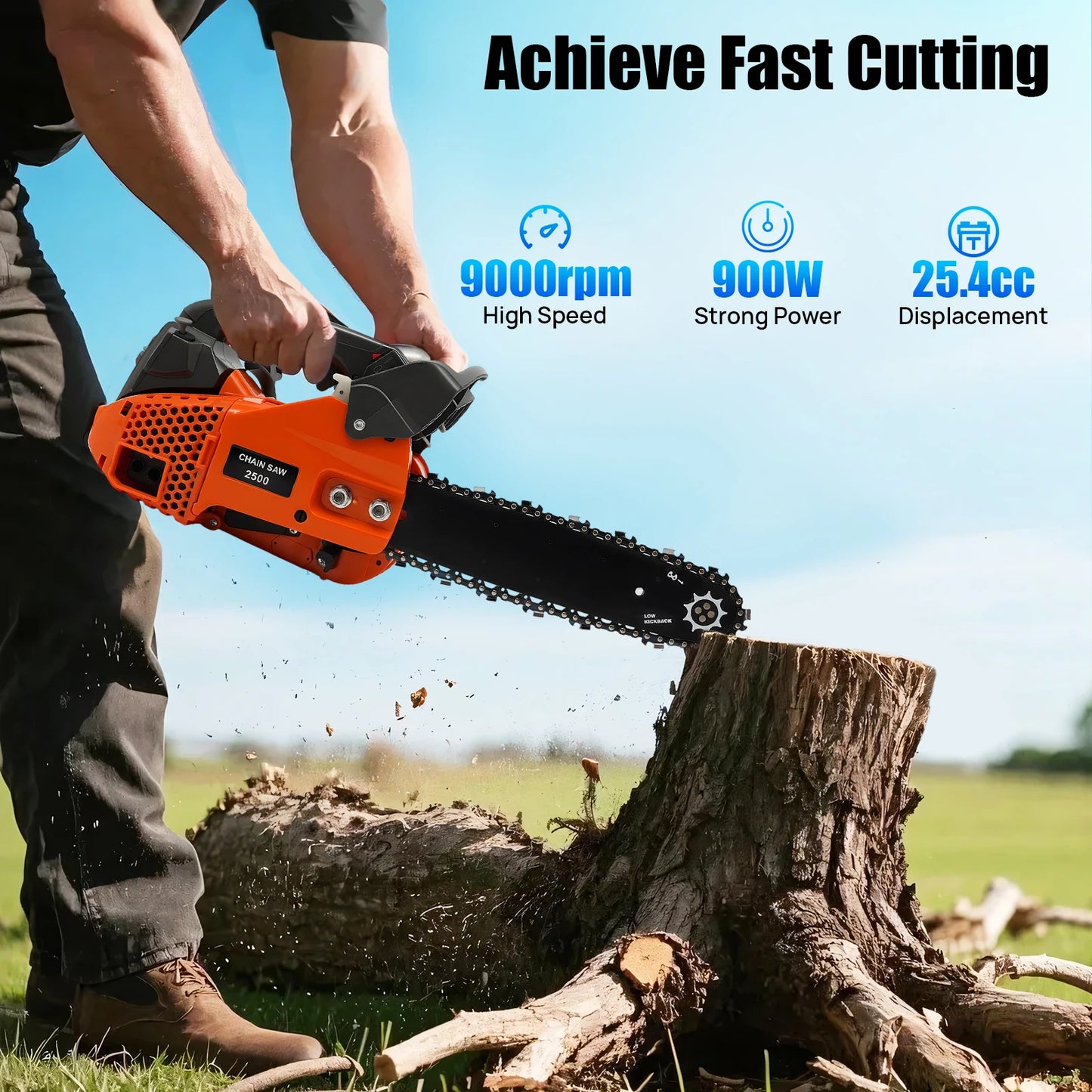 Top Handle Chainsaw 12 Inch Gasoline 2 Stroke Engine Saw