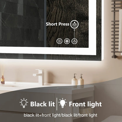 LED Mirror Tempered Glass with Memory Function Front & Backlit Light