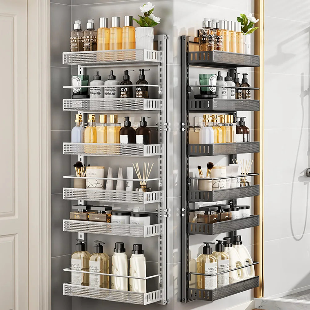 6-Tier Over The Door Pantry Organizer with Adjustable Baskets, Metal Wall Mount Spice Rack