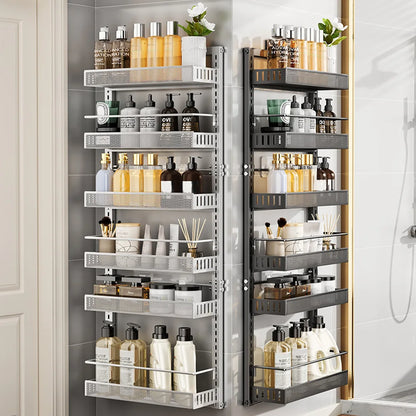 6-Tier Over The Door Pantry Organizer with Adjustable Baskets, Metal Wall Mount Spice Rack