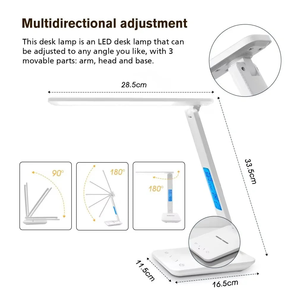 Wireless Charging LED Desk Lamp with a USB Charging Port, Dimmable, Sliding Function, Auto Timer, and Night Light