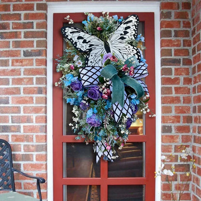 Front Door Wreath Rose Butterfly Artificial Hanging Decor Home