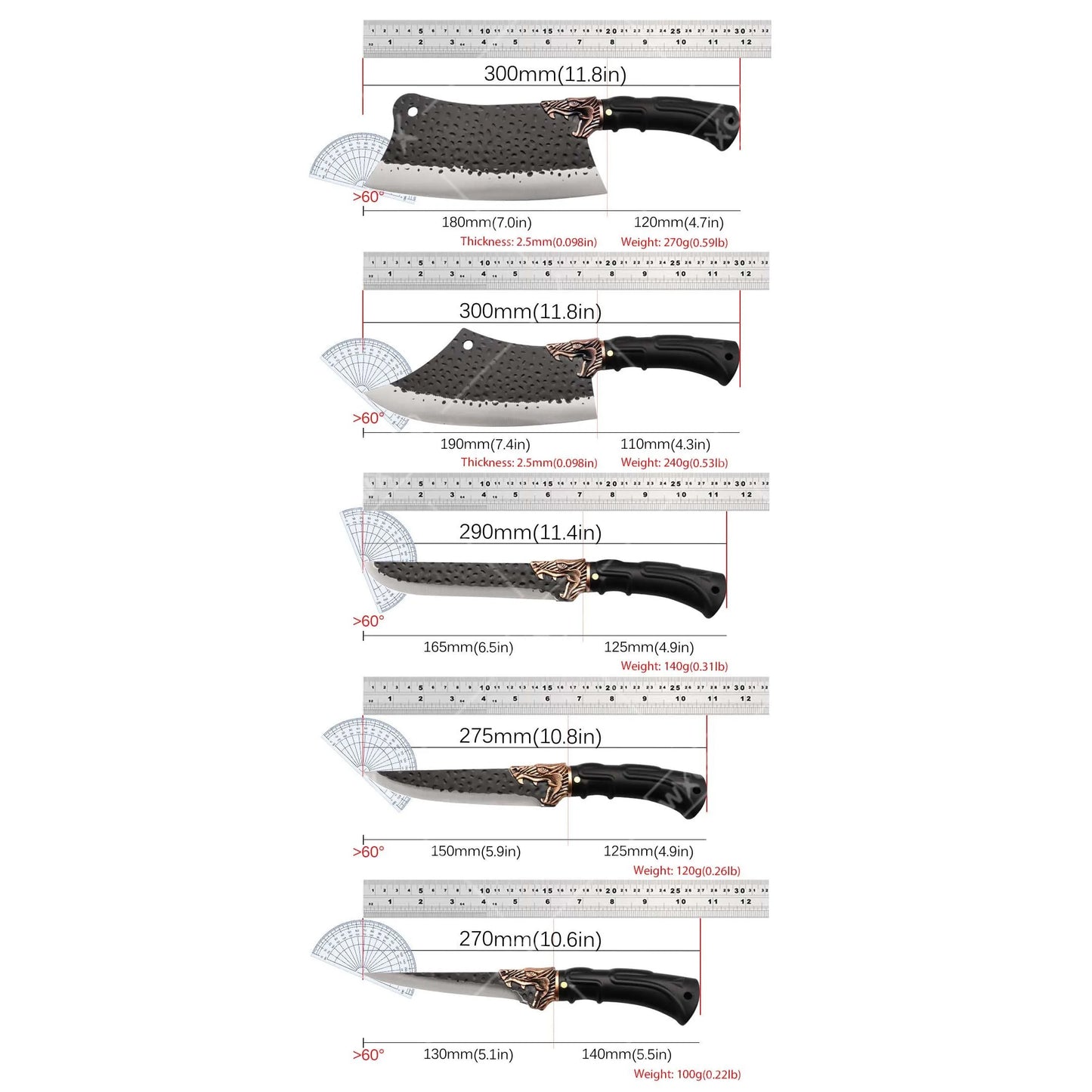 Professional Kitchen Knife Set 8PCS Stainless Steel Forged Chef Set
