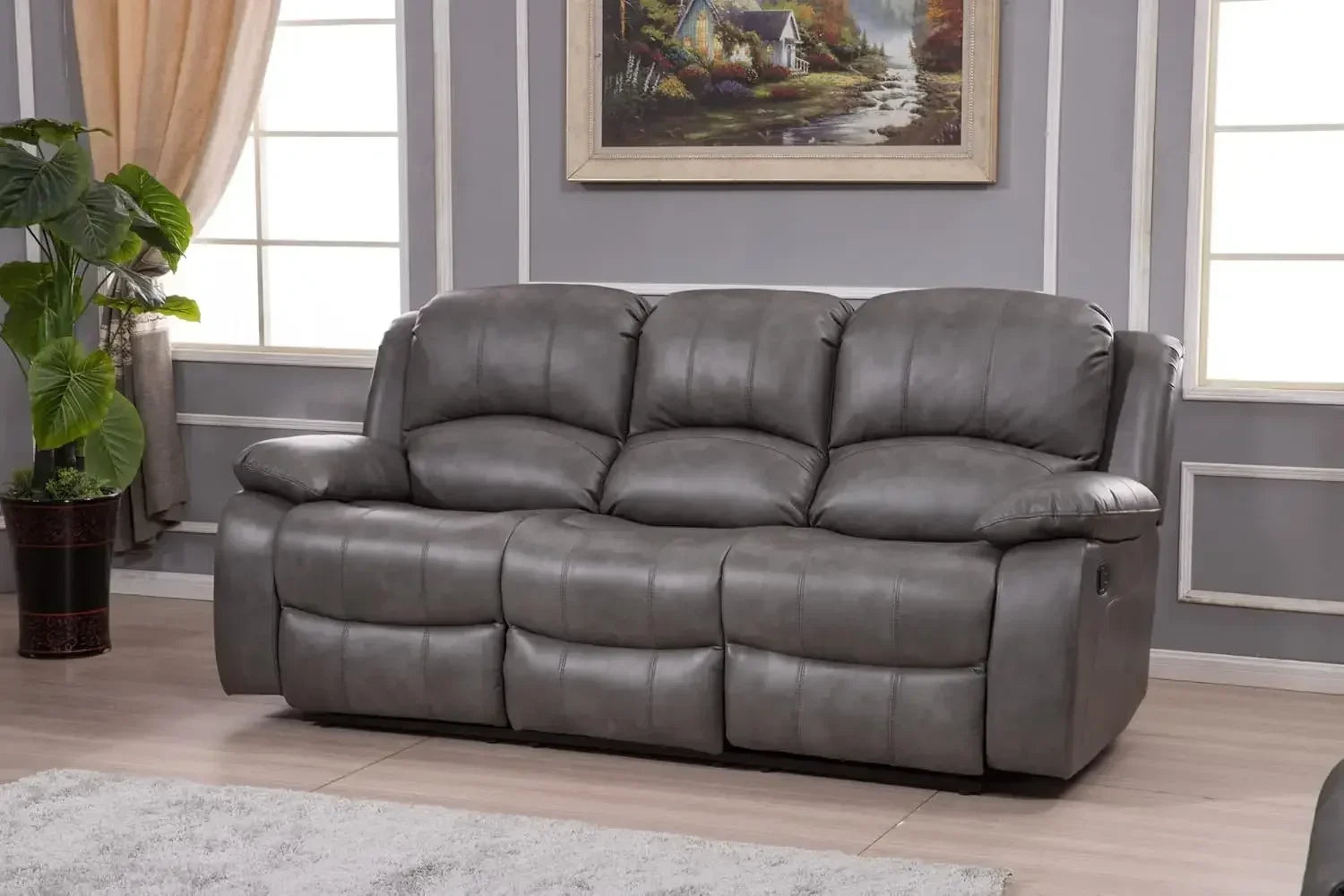 Reclining Sofa and Loveseat Set 2 PC Leather Air Couch