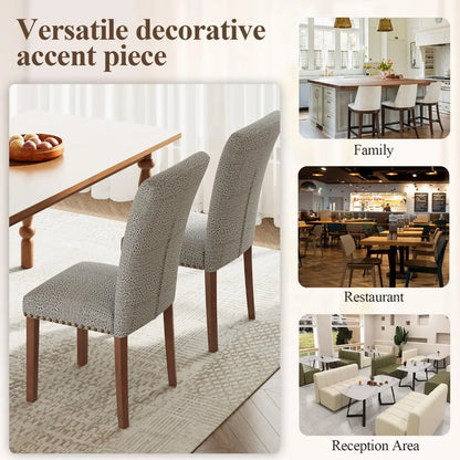 Stylish Dining Chairs Set of 2, Upholstered with Nail Head Trim, and Thick Cushions