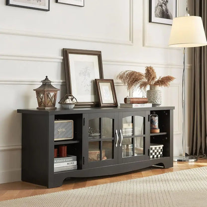 4-Piece Living Room Set with TV Stand for  up to 65" TV, Coffee Table, and 2 End Tables with Charging Stations