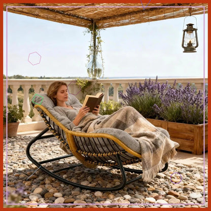 Rattan Egg Chair Oversized Swivel Rocking Lounge Chair with Cushion