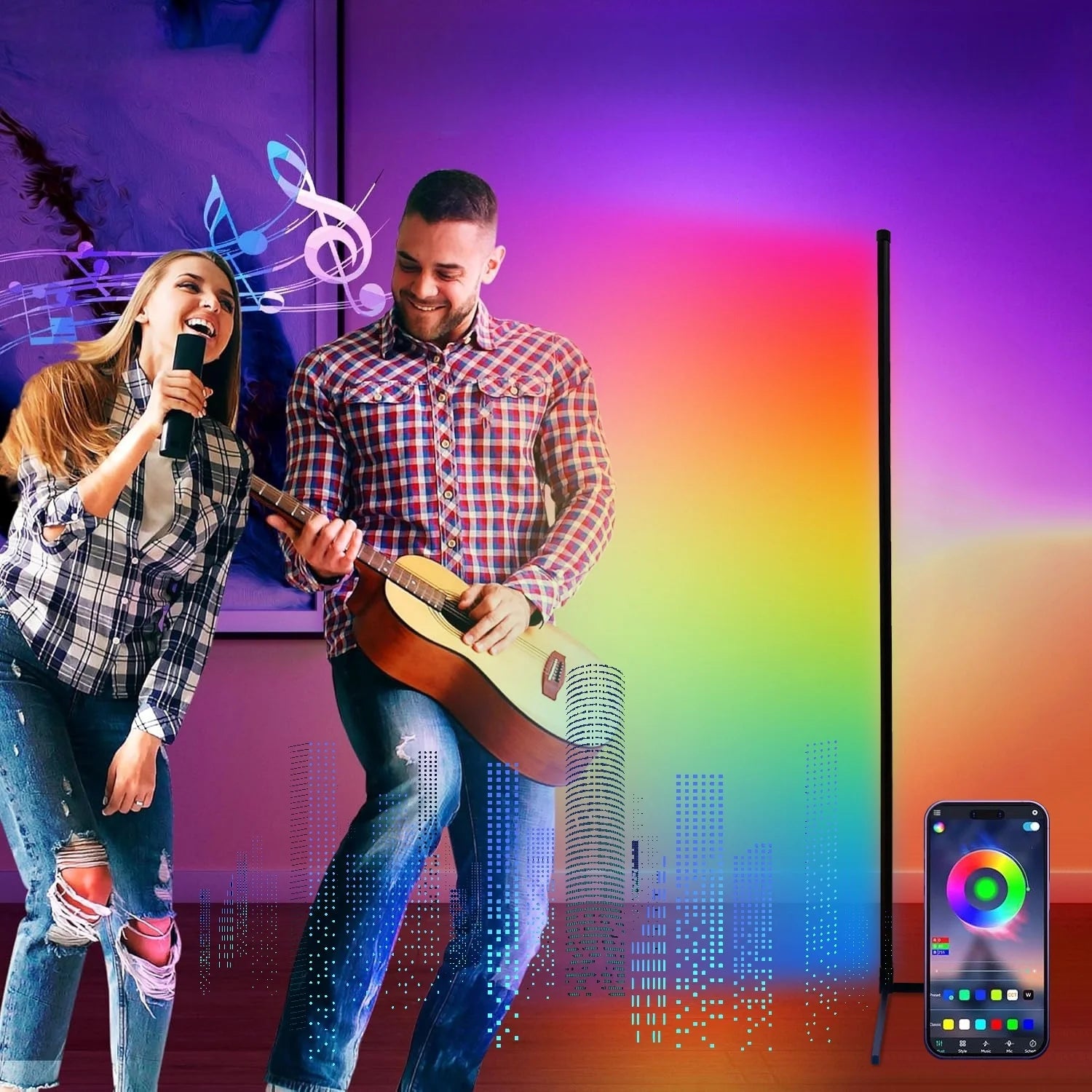 Smart RGB Floor Lamp Music Sync App Control LED Fantasy Lighting