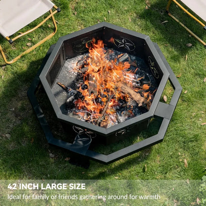 43 Inch Octagonal Wood Burning Fire Pit,