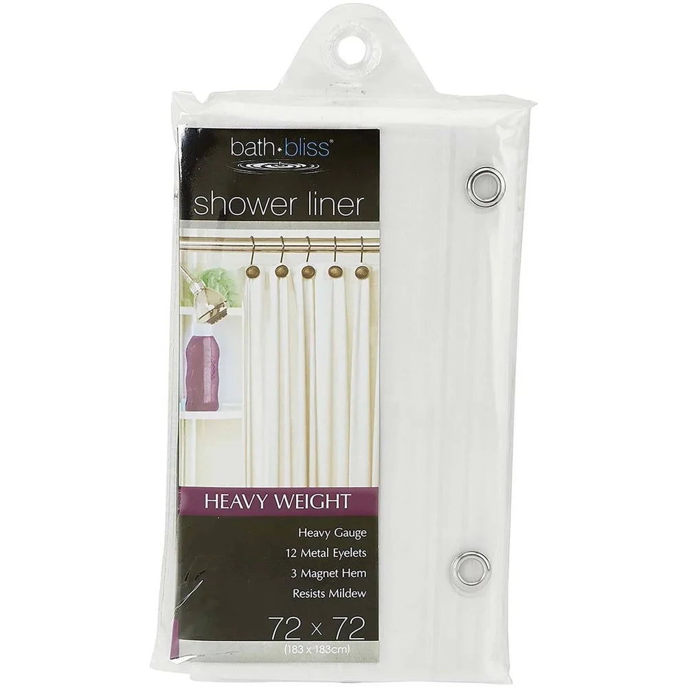 Shower Liner Heavy Duty 70x72 Mildew Resistant w 12 Eyelets Magnets